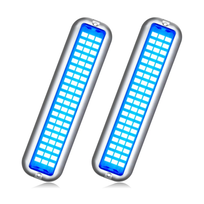 BASIKER BS3 Marine LED Boat Light (2x2000LM 60LED), 10-36V, 316 Stainless Steel, IP68, Air or Underwater, Surface Mount Designed for Cruise Ships, Yachts, Boats, Sailboat, Pontoon, Transom (Blue) - Image 1